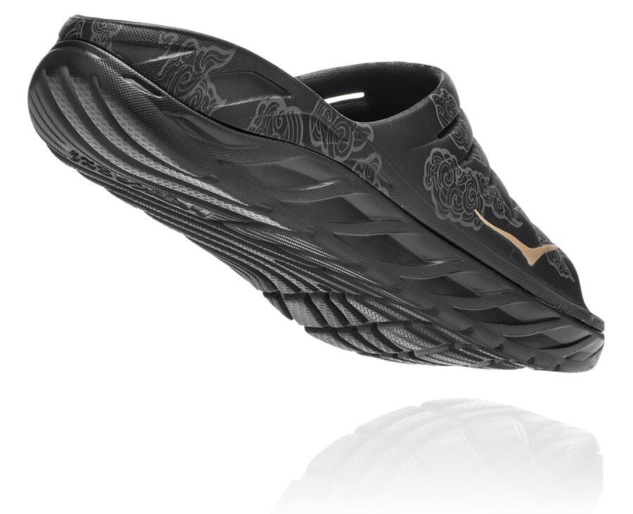 Hoka Australia One One Ora Recovery CNY - Mens Slide Black/Gold - ZXBRI-1694